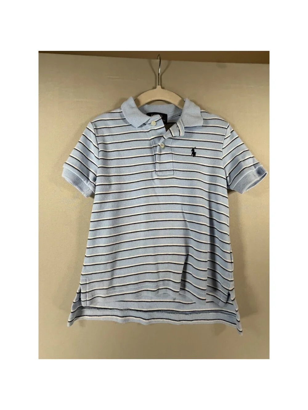 Polo Ralph Lauren Boys Light Blue Striped Short Sleeve Polo Shirt Size 2 2T